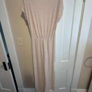 Beige Ribbed Jumpsuit